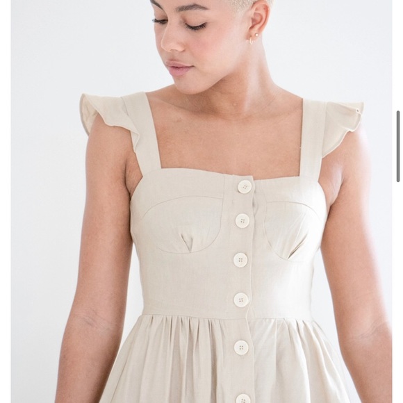 BASIC Linen dress.  Womens SMALL - Picture 3 of 4